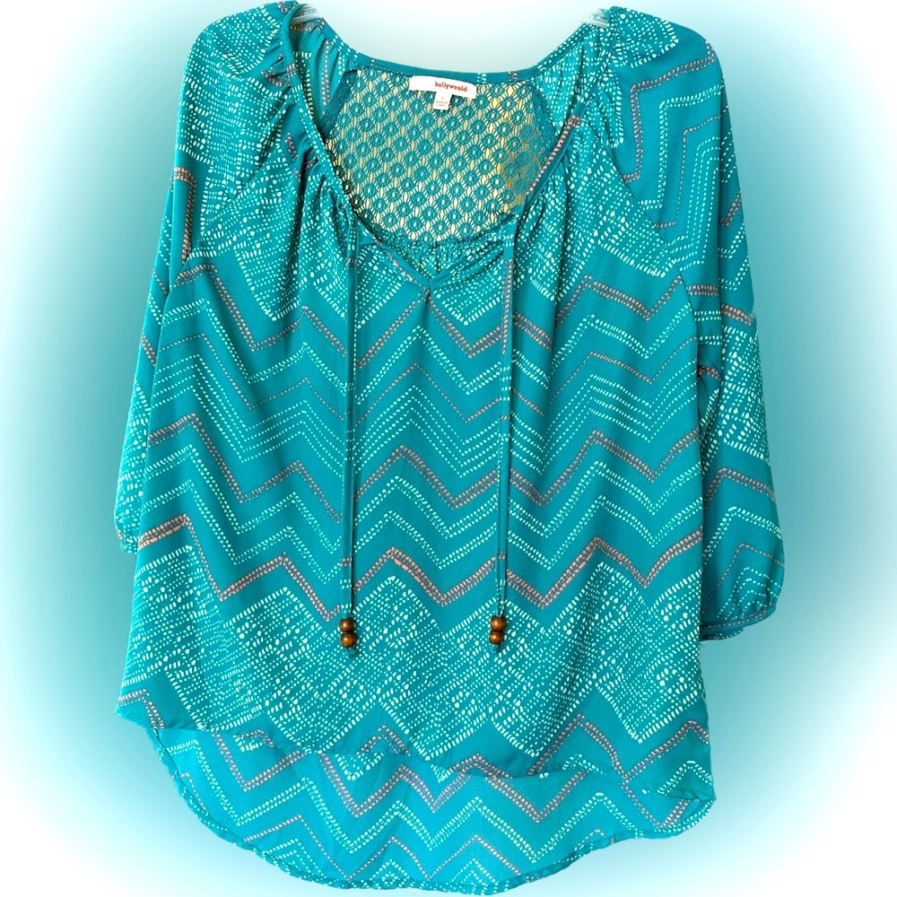 Turquoise Boho Flowy Top